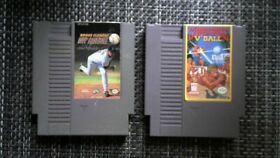 Lot of 2 NES Games (Roger Clemens MVP Baseball, Superspike V-Ball) (NES)
