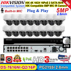 Hikvision Compatible Security Camera System 16CH NVR 5MP IR MIC Dome Camera Lot