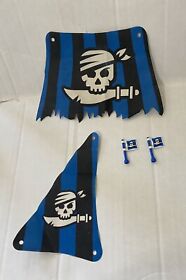 LEGO 4 Juniors 2004 Pirate Sails Flag Part Lot Blue 7072 7074 Kragg Skull Island