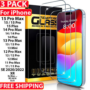 3-Pack For iPhone 15 14 13 12 11 Pro XR XS X 8+ Tempered GLASS Screen Protector