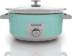 BLACK+DECKER 7 Quart Dial Control Slow Cooker with Built in Lid Holder, Teal Pa