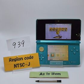 [AS IS] Nintendo 3DS Aqua Blue tested CTR-001 NTSC-J From Japan 939