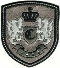 Silver Black Rampant Lion Crown Coat of Arms Crest Letter C Embroidery Patch