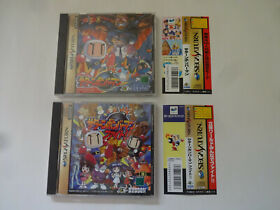 SEGA SATURN "Saturn Bomberman" & "Saturn Bomberman Fight !!" Set w/Obi Japan #39