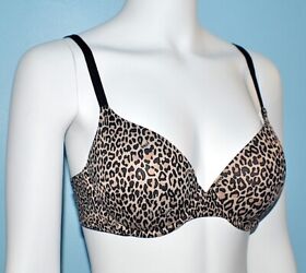 Victoria's Secret Pink Wear Everywhere Push Up Leopard Cheetah Bra size 36C NWT