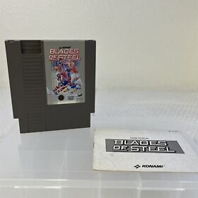 BLADES OF STEEL NINTENDO NES CART AND MANUAL Tested!