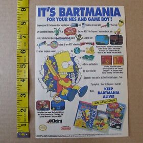 BART SIMPSON video game PRINT AD nintendo BARTMANIA Simpsons WORLD game boy NES