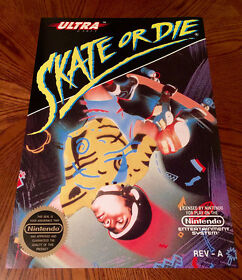 Skate Or Die NES box art retro video game 24" poster Skateboard nintendo 80s
