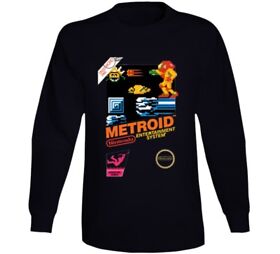 Metroid Nes Box Art Retro Video Game Long Sleeve T Shirt 