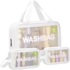 MURDIZZO 3 PCS Travel Toiletry Bag for Women Men, Matte Translucent White 