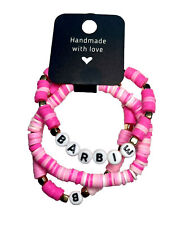 Barbie Theme Clay Bead Matching Bracelet Set  (CM95) 3 Bracelet Set NWT