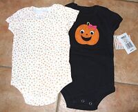 Baby Starters 0-3 6-9 months 2 pack Bodysuits Halloween Pumpkin New