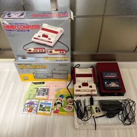 Nintendo Famicom Console + Disk System + Game Disks Set Used w/Box Not Tested