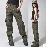 pants cargo baggy hiking army womens loose trousers khaki outfits military combat camo jeans casual pockets outdoor outfit pocket cute