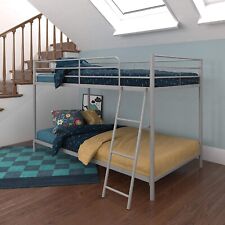 Junior Bunk Bed Silver Twin Over Twin Small Space Metal Mattress Frame New