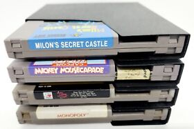 Vintage 4 Game LOT (NES 1985) Milon Castle/MickeyMouse/Monopoly/Win-Lose-Draw!🔥