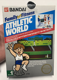 Family Fun Fitness Athletic World for Nintendo NES Complete CIB FFF NTSC Black