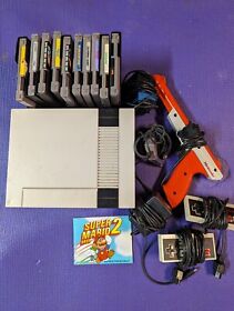 NES Nintendo Console Lot - 10 Games, Controllers, Zapper, Hookups