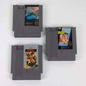 Cartucho y cubierta Nintendo Karate Kid Tiger Heli & Rush 'n Attack probado NES