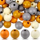 160 Pieces Thanksgiving Wood Beads Colorful Painted Fall Loose Warm Colors