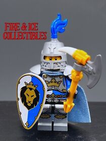 LEGO Crown Knight Warrior Minifigure Axe Cape Medieval Castle Kingdoms 7094 7092