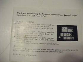 Nintendo NES Manual / Instruction Booklet - Duck Hunt & Super Mario Bros