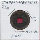 JAPAN-NAGASAKI 1 MON 1636-1656 INSCRIPTION:KWAN-Ei (KANEi) TSU-HO,UNIFACE,CAST A