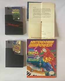 Star Tropics NES Game & Manual w/ attached Unused Letter + Nintendo Power + Zoda