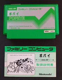 Popeye ***inc manual*** - Nintendo Famicom FC NTSC-J NES (UK SELLER)