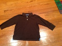 baby gap long sleeve polo, boy, 24 months, cotton, brown
