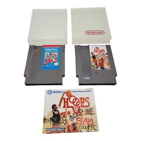 Lote de 2 aros de baloncesto manuales de videojuegos NES Nintendo precio Fisher + estuches