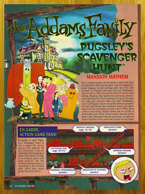1992 The Addams Family Pugsley Scavenger Hunt NES SNES anuncio impreso/póster arte de juego