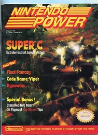 Nintendo Power Magazine 1990 # 12 NES Super C Contra w Poster, Nice, High Grade