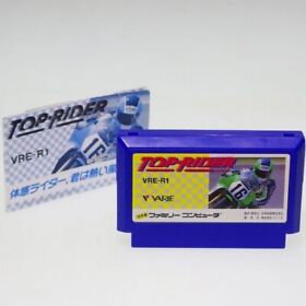 TOP RIDER Cart + Manual Famicom Nintendo FC Japan Import Racing NTSC-J