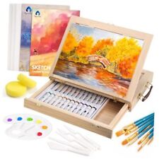 Painting Supplies Set, 49 Pieces Watercolor Painting Kit with Wooden Tabletop 