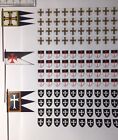 3x 28mm Medieval Banners Templar Teutonic Hospitaller +120x Shield Stickers
