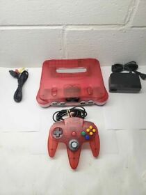 UPGRADED Nintendo 64 N64 Red Clear Funtastic w/ Official OEM remote & Cables    