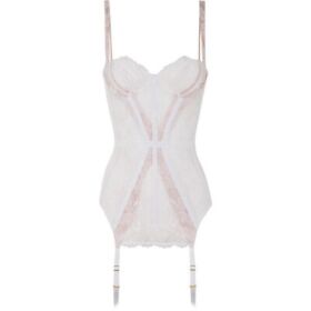 AGENT PROVOCATEUR MADDY BASQUE WHITE / PINK BNWT SIZE 32D RRP £395