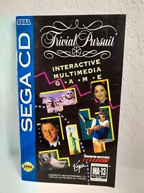 Trivial Pursuit Sega CD 1993 Instruction Manuel Only - NO GAME Paperwork
