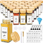 Yibaodan 36 Spice Jars with Bamboo Lids 4OZ Glass Spice Jars with Shaker Lids,