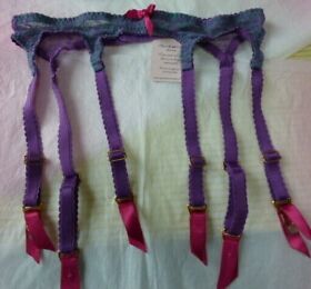Agent Provocateur M rainbow lace 6 strap suspender belt 4 stockings garter Ariel