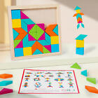  Wooden Pattern Blocks Set Geometric Shape Puzzle Kindergarten Classic Education