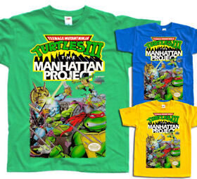 TMNT Turtles 3 Manhattan Project NES T shirt YELLOW RED ORANGE GREEN BLUE BLACK