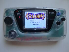 modded clear white  Sega Game Gear mcwill TFT LCD- USB-C CleanJuice Rechargeable