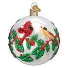 Old World Christmas HOLLYBERRY BIRDS ROUND (54505) Glass Ornament w/ OWC Box