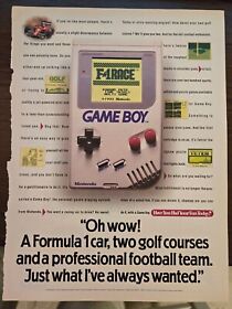 NINTENDO GAME BOY 1992 PRINT AD FORMULA ONE GOLF FOOTBALL NES CLASSIC TETRIS 🔥 