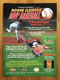 Roger Clemens' MVP Baseball Nintendo NES 1991 Vintage Print Ad/Poster Official