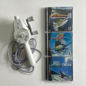 SEGA Dreamcast Fishing Controller HKT-8700 Reel Bass Fishing Wild Marine Tested