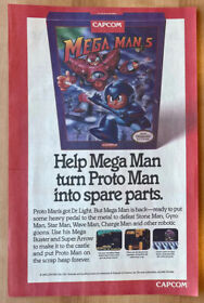 Mega Man 5 NES Nintendo Capcom Rare Print Ad 1992 Video Game Art Photo gamer lot