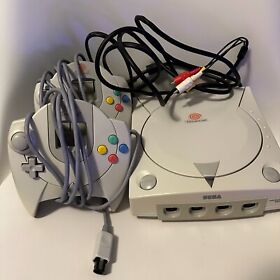 SEGA Dreamcast HKT-3020 Bundle W/ 2 OEM Controllers, Tested & Working (No VMUs)